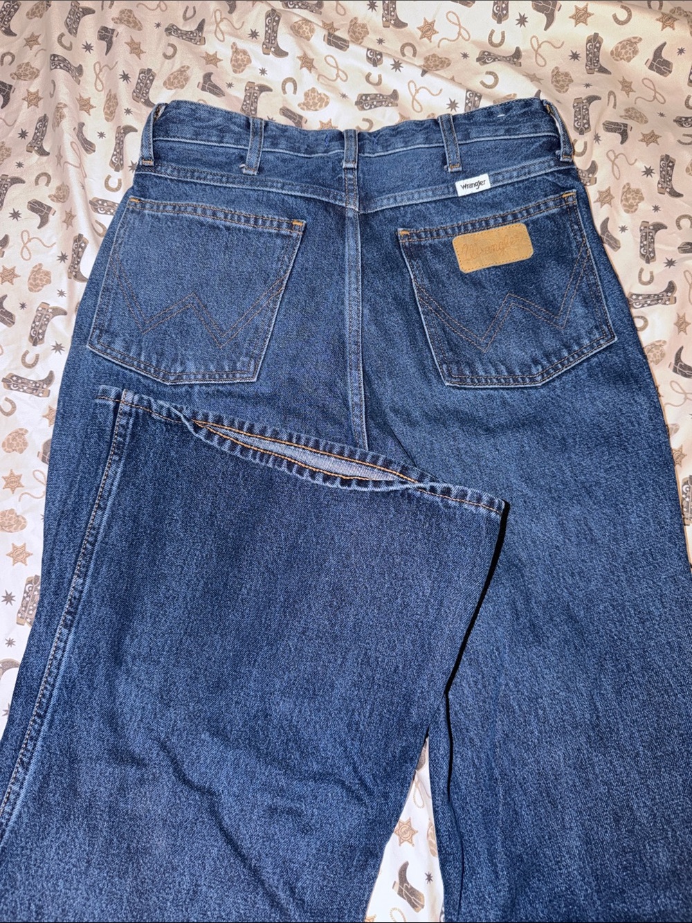Wrangler Dark Blue Straight Leg Denim Jeans